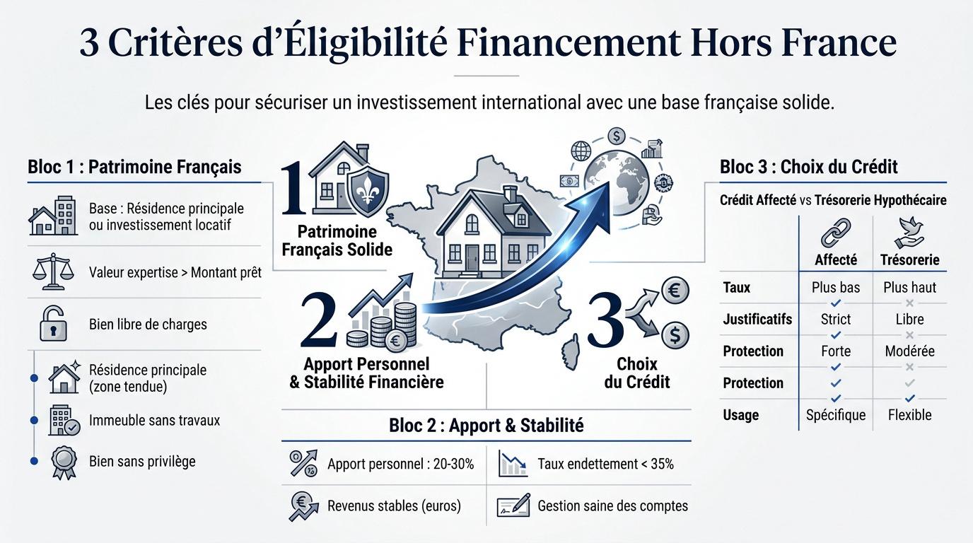 Critères d'éligibilité pour une hypothèque sur une maison à l'étranger avec une banque française