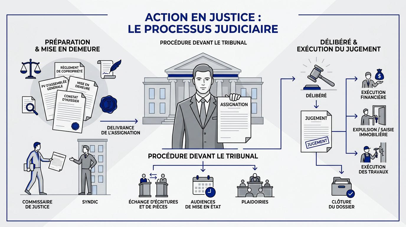 Processus judiciaire pour la contestation d'une assemblée générale en copropriété
