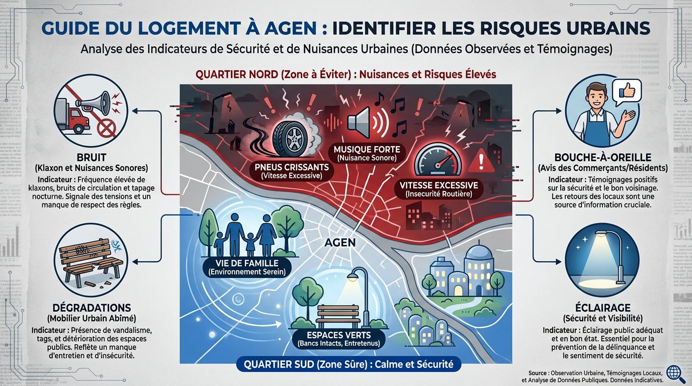 Carte des zones de vigilance et sécurité urbaine à Agen