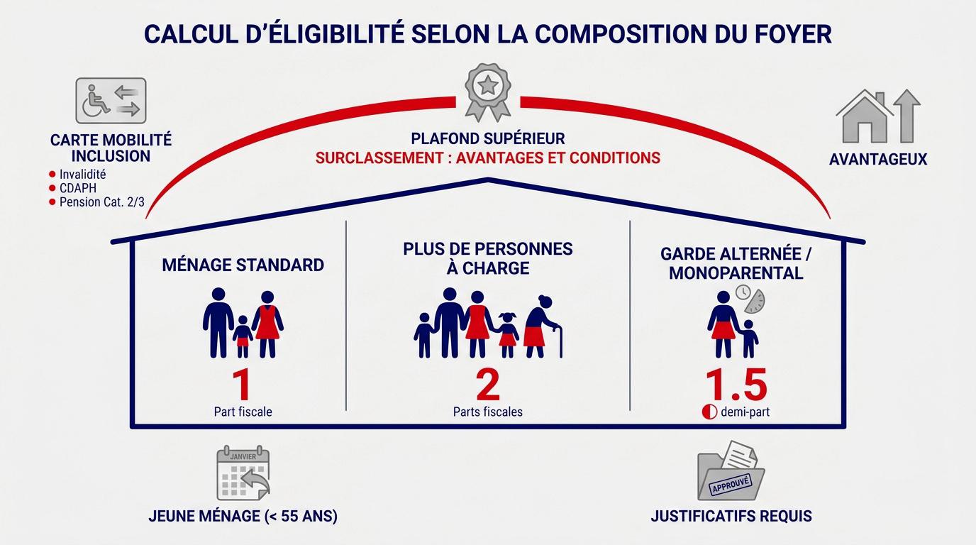 Calcul de l'éligibilité au logement social selon la composition du foyer