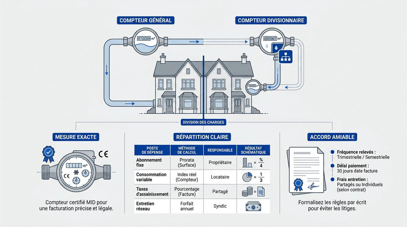 Répartition des frais de consommation d'eau entre deux logements mitoyens