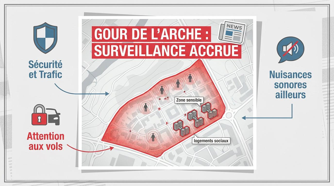 Surveillance policière et patrouilles dans le quartier du Gour de l'Arche à Périgueux