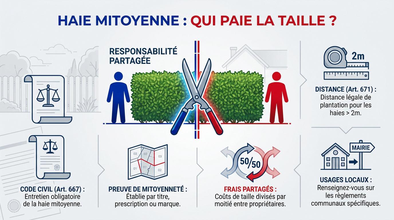 Taille d'une haie mitoyenne entre deux voisins