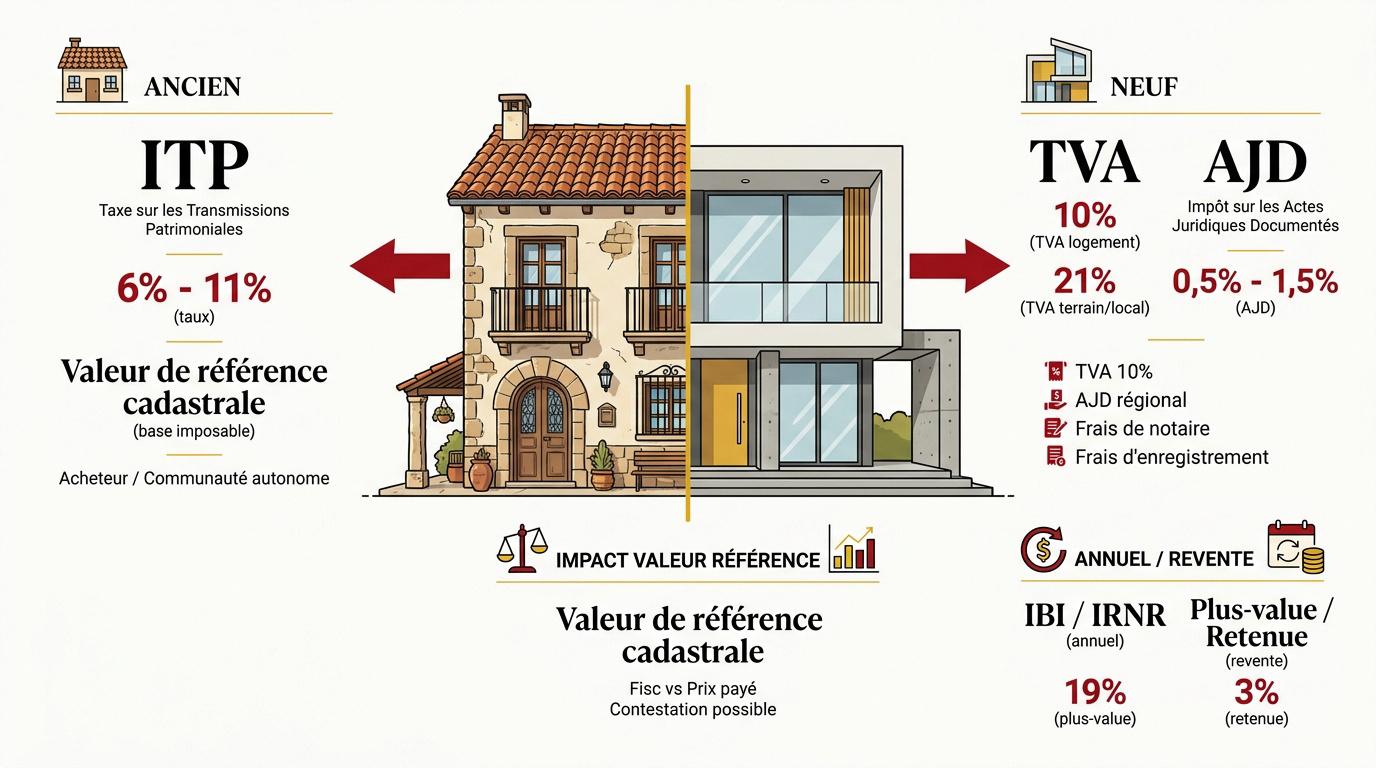 Comparaison des impôts entre achat immobilier neuf et ancien en Espagne