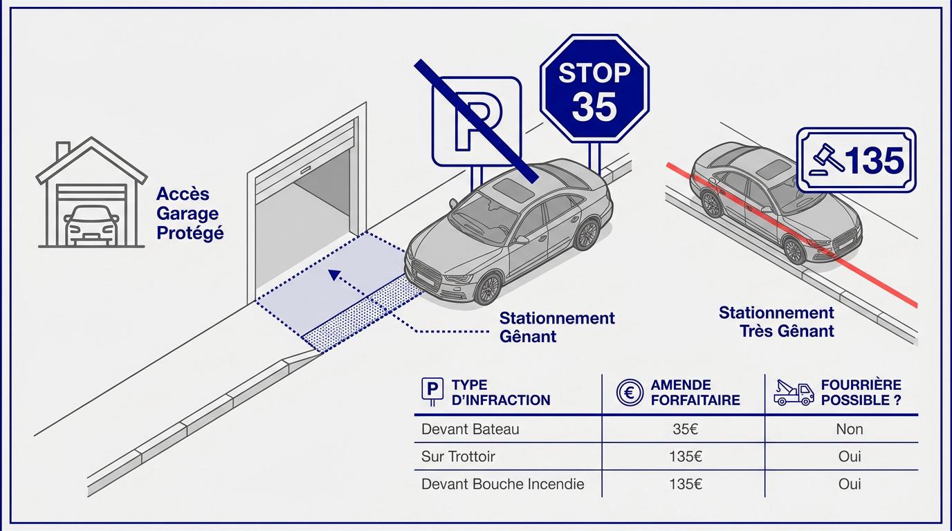 Infographie sur les règles de stationnement interdit et le code de la route