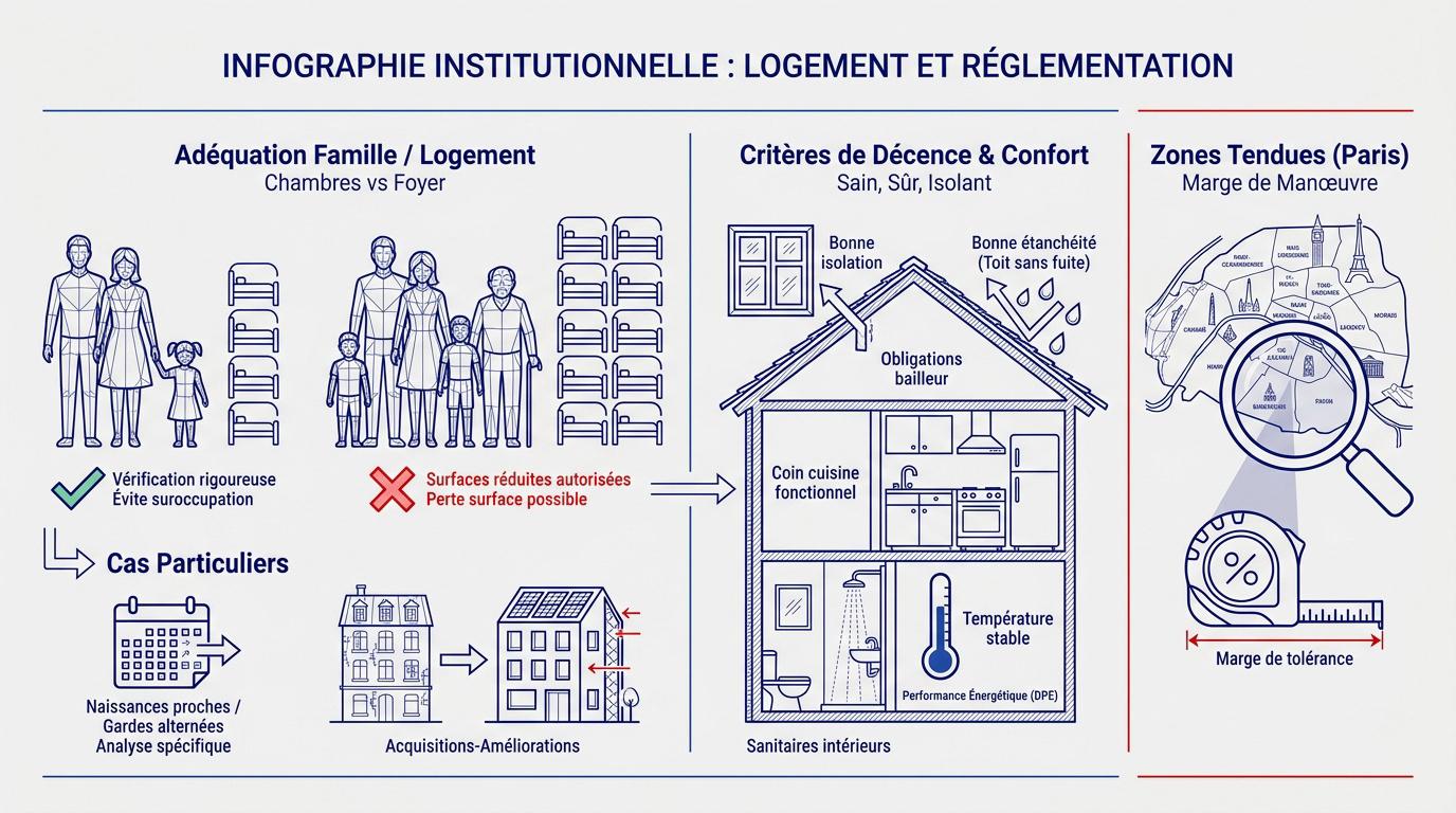 Infographie sur les critères d'adéquation et de décence du logement social
