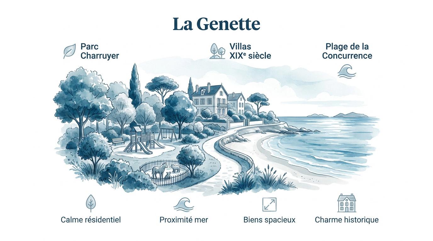 Villas historiques et verdure dans le quartier de la Genette à La Rochelle
