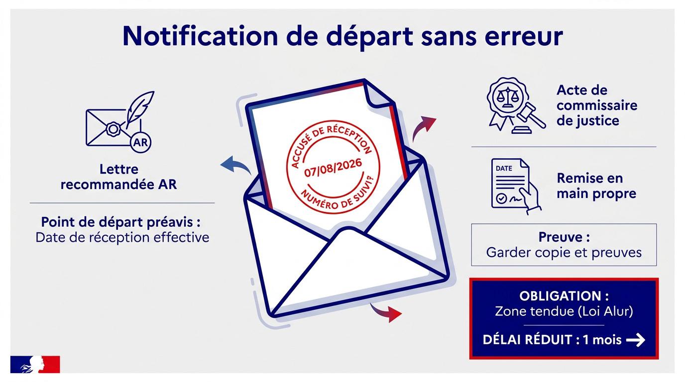 Modes de notification légaux pour le congé d'un logement en zone tendue