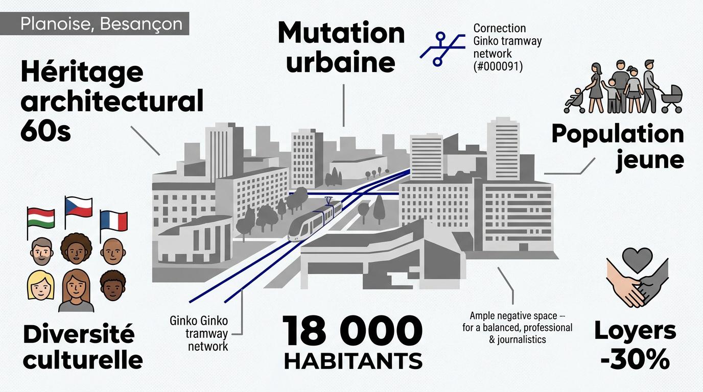 Vue aérienne des immeubles et espaces verts du quartier Planoise à Besançon