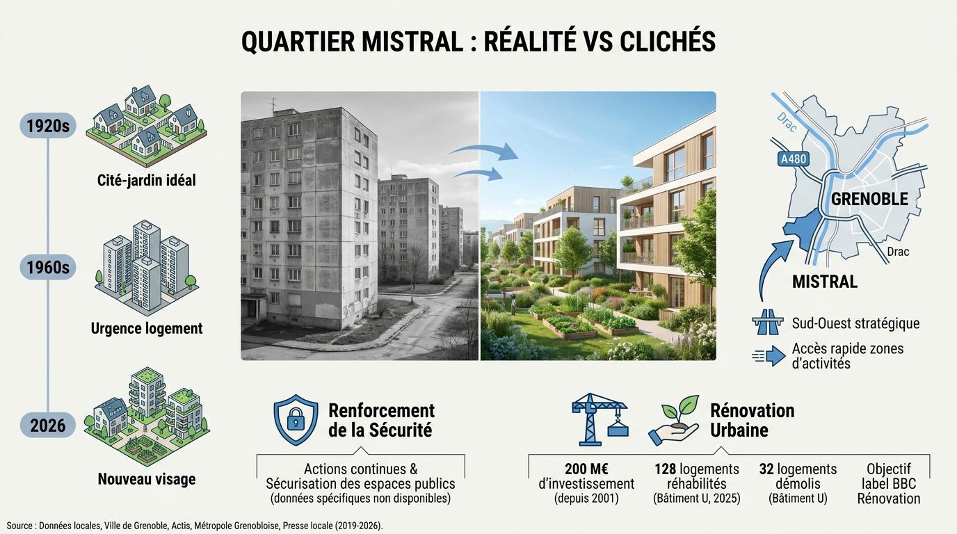 Transformation urbaine et nouveaux logements modernes dans le quartier Mistral à Grenoble