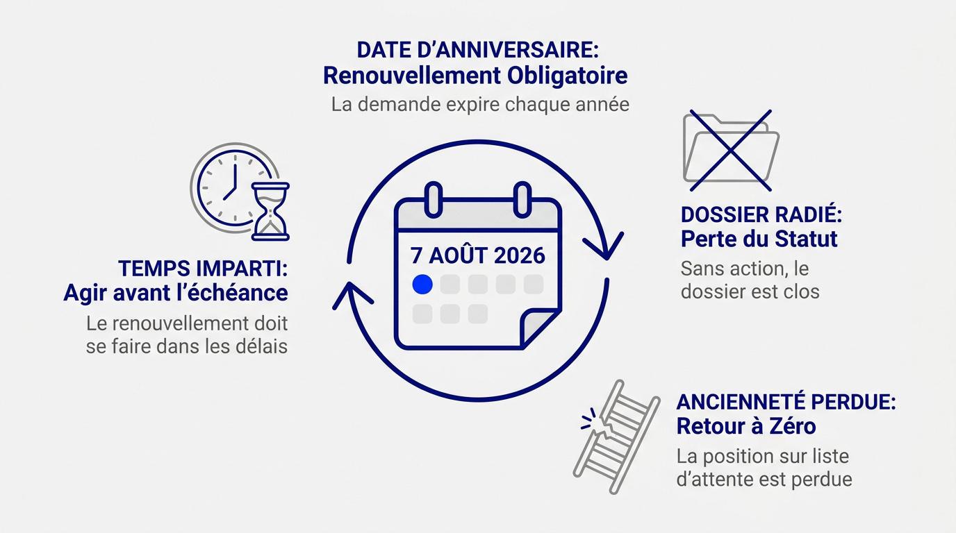 Calendrier de renouvellement annuel pour une demande de logement social