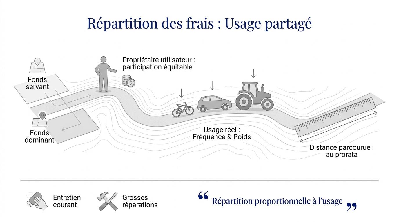 Répartition des frais d'entretien d'une servitude de passage entre voisins