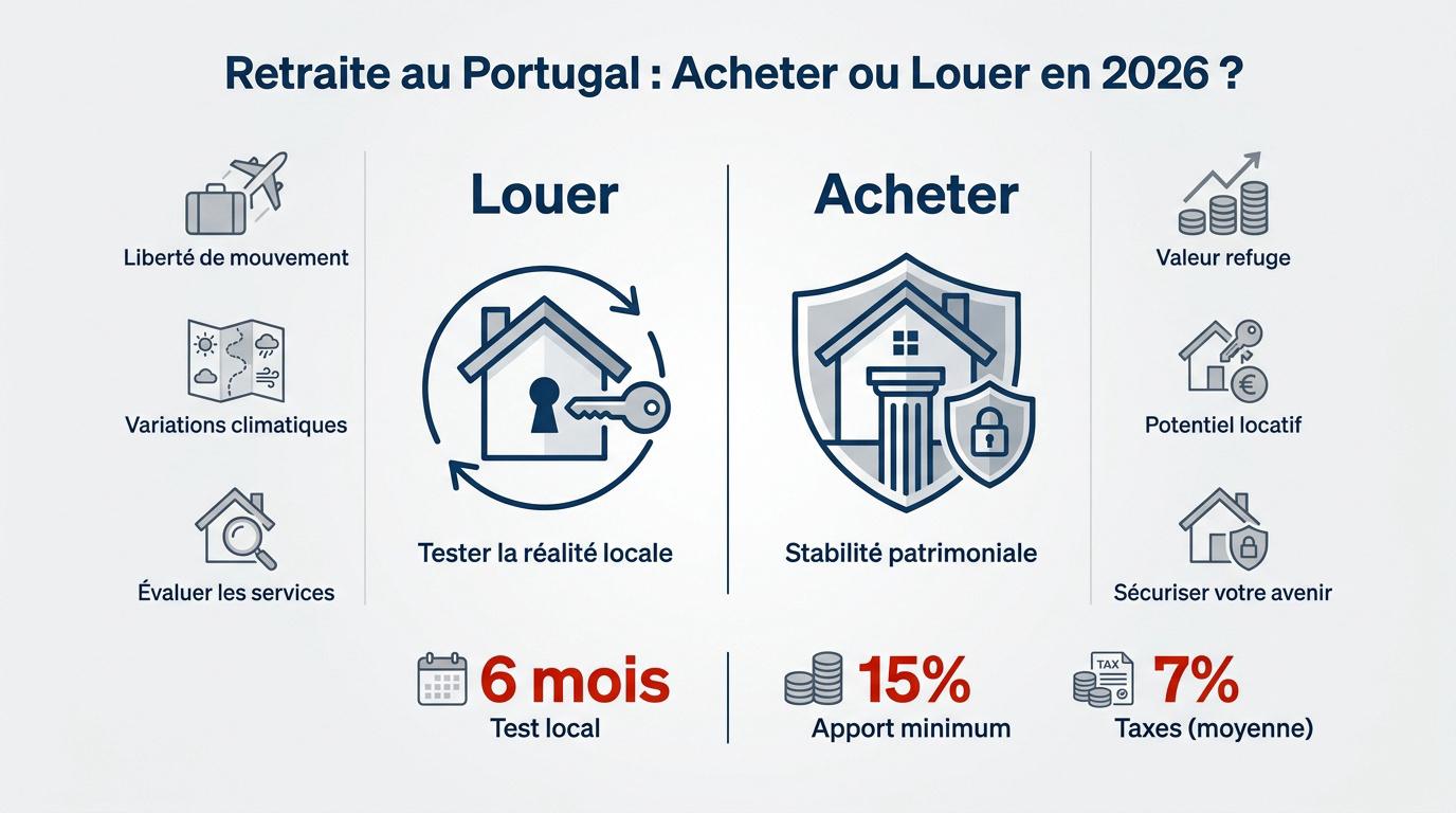 Retraite au Portugal : choisir entre l'achat et la location immobilière en 2026