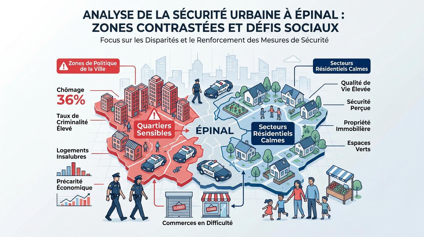 Comparaison des zones résidentielles et quartiers sensibles à Épinal
