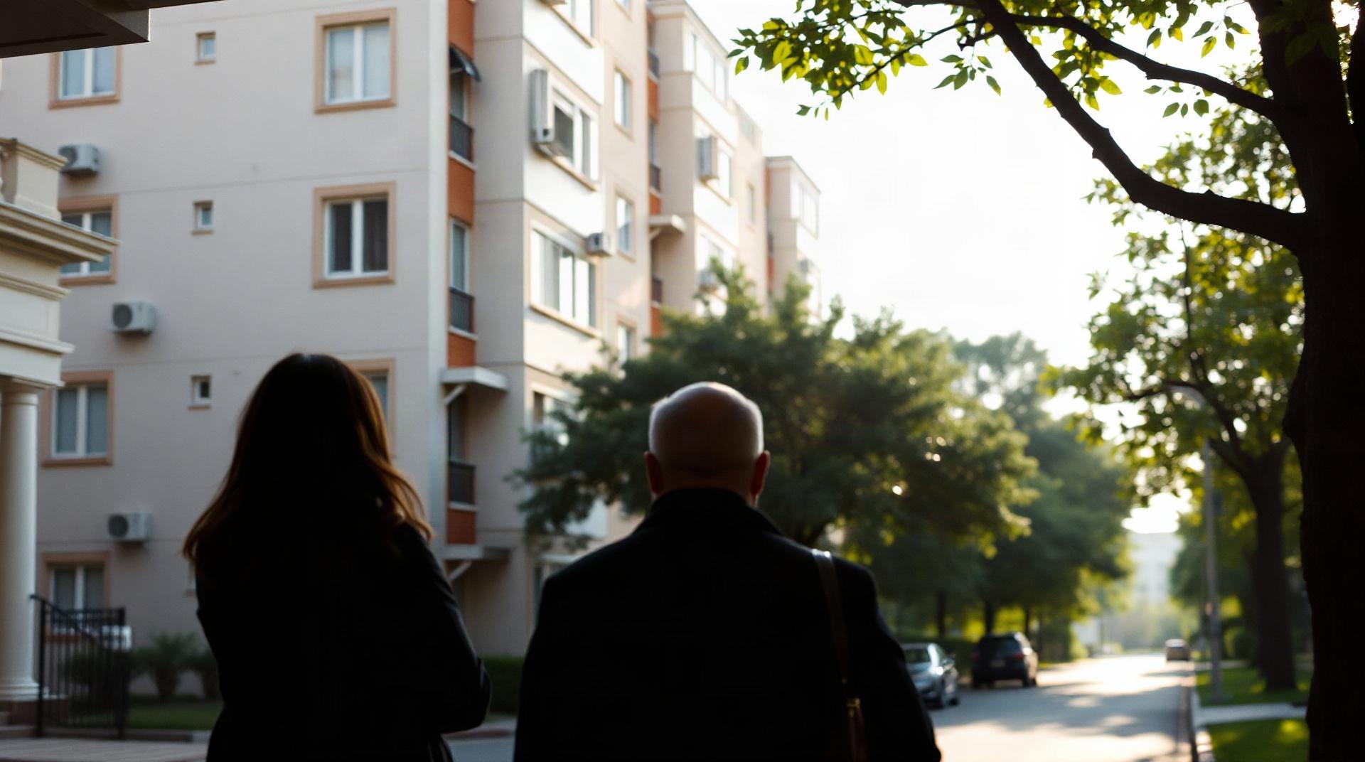 Couple examinant des documents immobiliers et une carte de ville