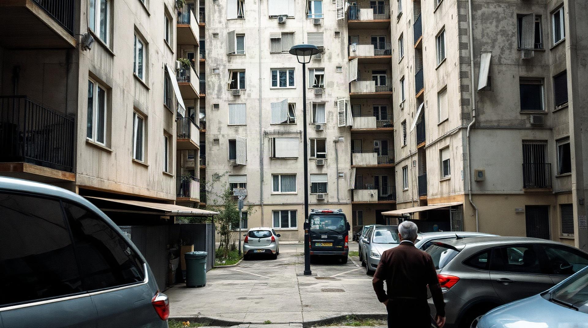 Façade d'un immeuble de logements dans un quartier prioritaire de ville moyenne