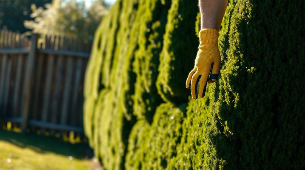 Haie mitoyenne entre deux jardins pavillonnaires